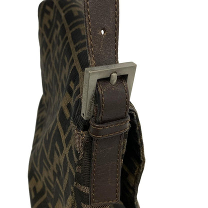Fendi Shoulder Bag Mamma Bucket/zucca Pattern Dark Brown X Beige Leather