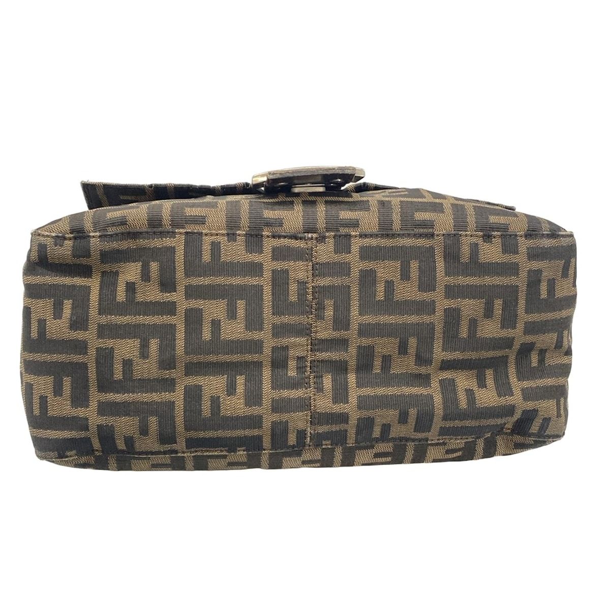 Fendi Shoulder Bag Mamma Bucket/zucca Pattern Dark Brown X Beige Leather