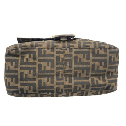 Fendi Shoulder Bag Mamma Bucket/zucca Pattern Dark Brown X Beige Leather