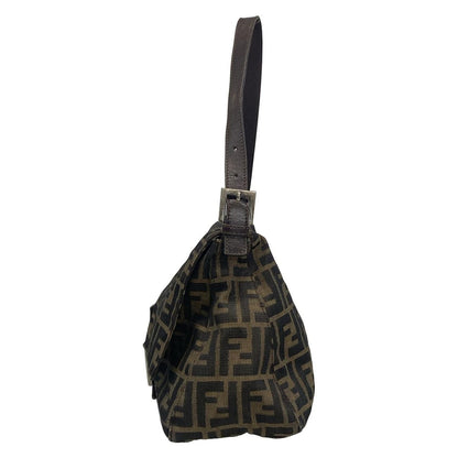 Fendi Shoulder Bag Mamma Bucket/zucca Pattern Dark Brown X Beige Leather
