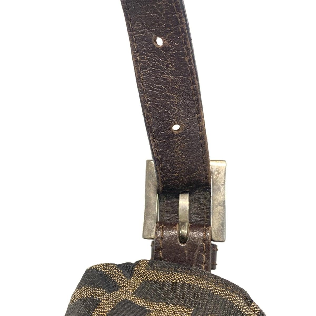 Fendi Shoulder Bag Mamma Bucket/zucca Pattern Dark Brown X Beige Leather