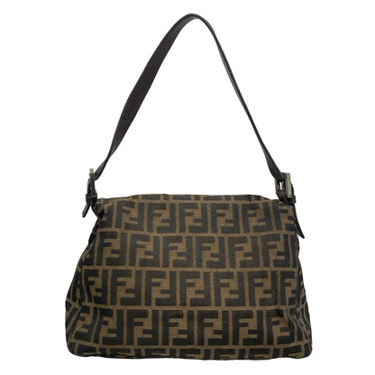 Fendi Shoulder Bag Mamma Bucket/zucca Pattern Dark Brown X Beige Leather