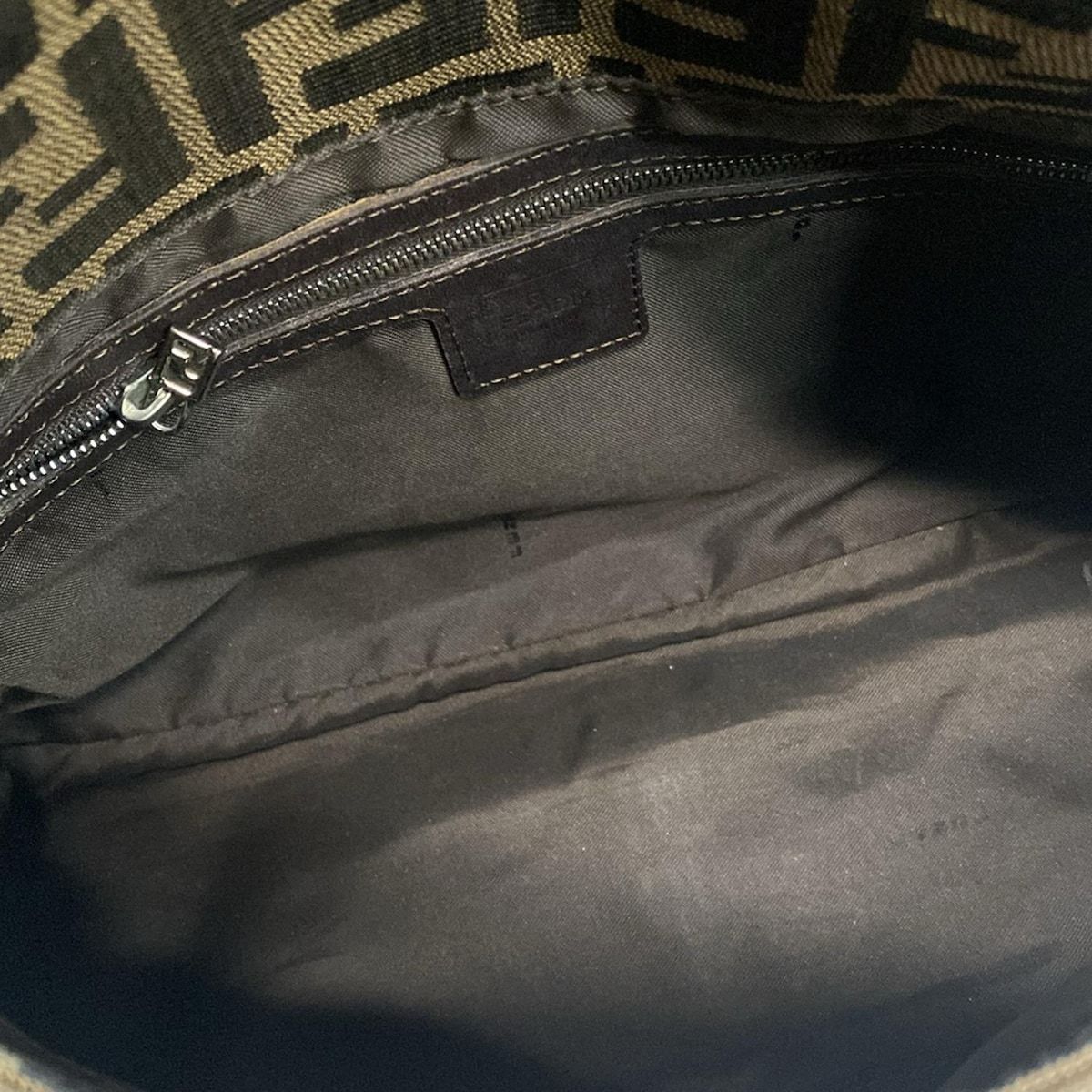 Fendi Shoulder Bag Mamma Bucket/zucca Pattern Dark Brown X Beige Leather