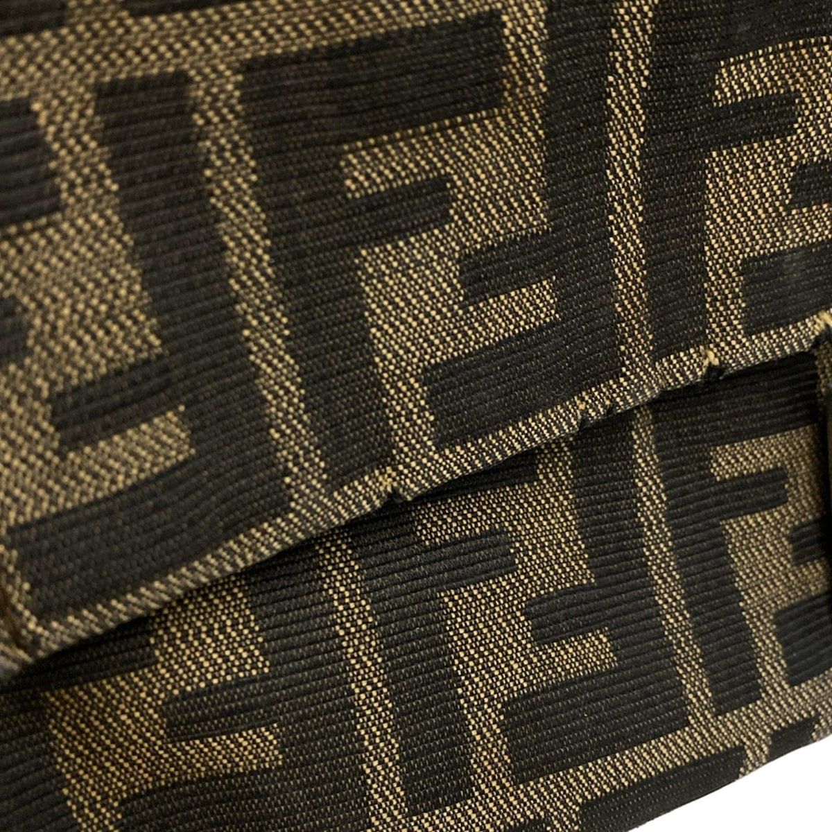 Fendi Shoulder Bag Mamma Bucket/zucca Pattern Dark Brown X Beige Leather