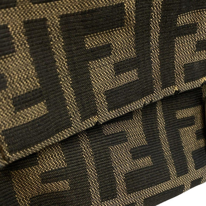 Fendi Shoulder Bag Mamma Bucket/zucca Pattern Dark Brown X Beige Leather