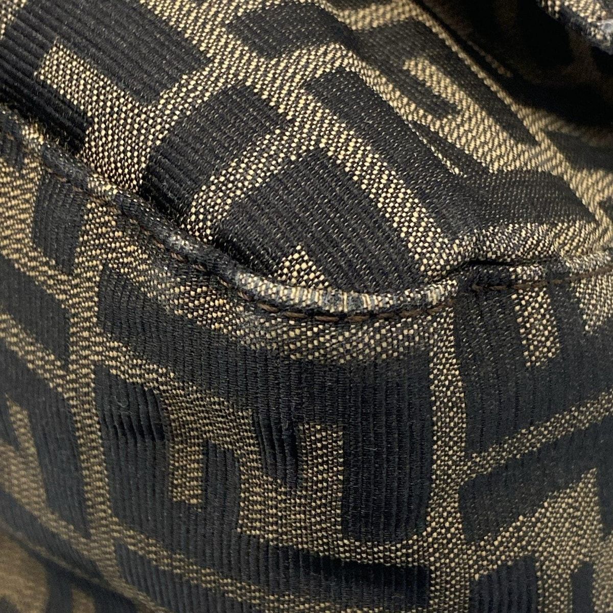 Fendi Shoulder Bag Mamma Bucket/zucca Pattern Dark Brown X Beige Leather