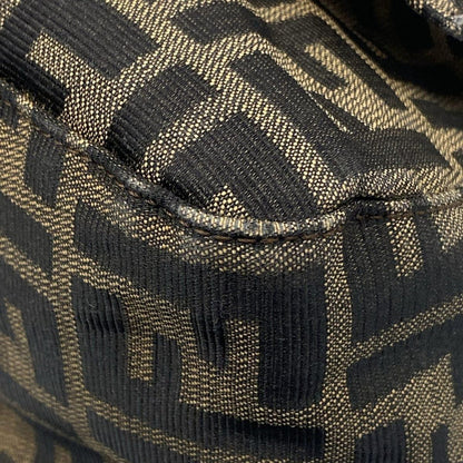 Fendi Shoulder Bag Mamma Bucket/zucca Pattern Dark Brown X Beige Leather