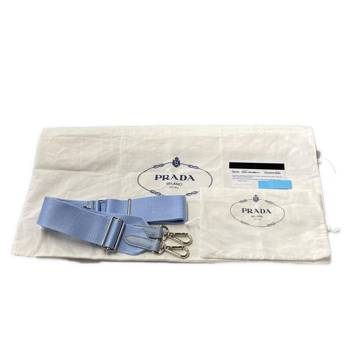 Prada Tote Bag Drill 1ba343 Light Blue X White Flower