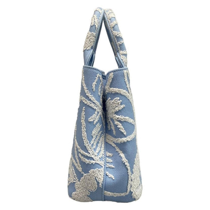 Prada Tote Bag Drill 1ba343 Light Blue X White Flower