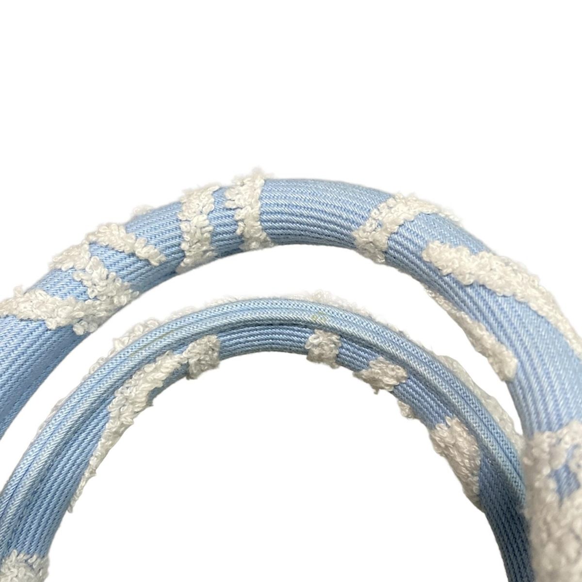 Prada Tote Bag Drill 1ba343 Light Blue X White Flower