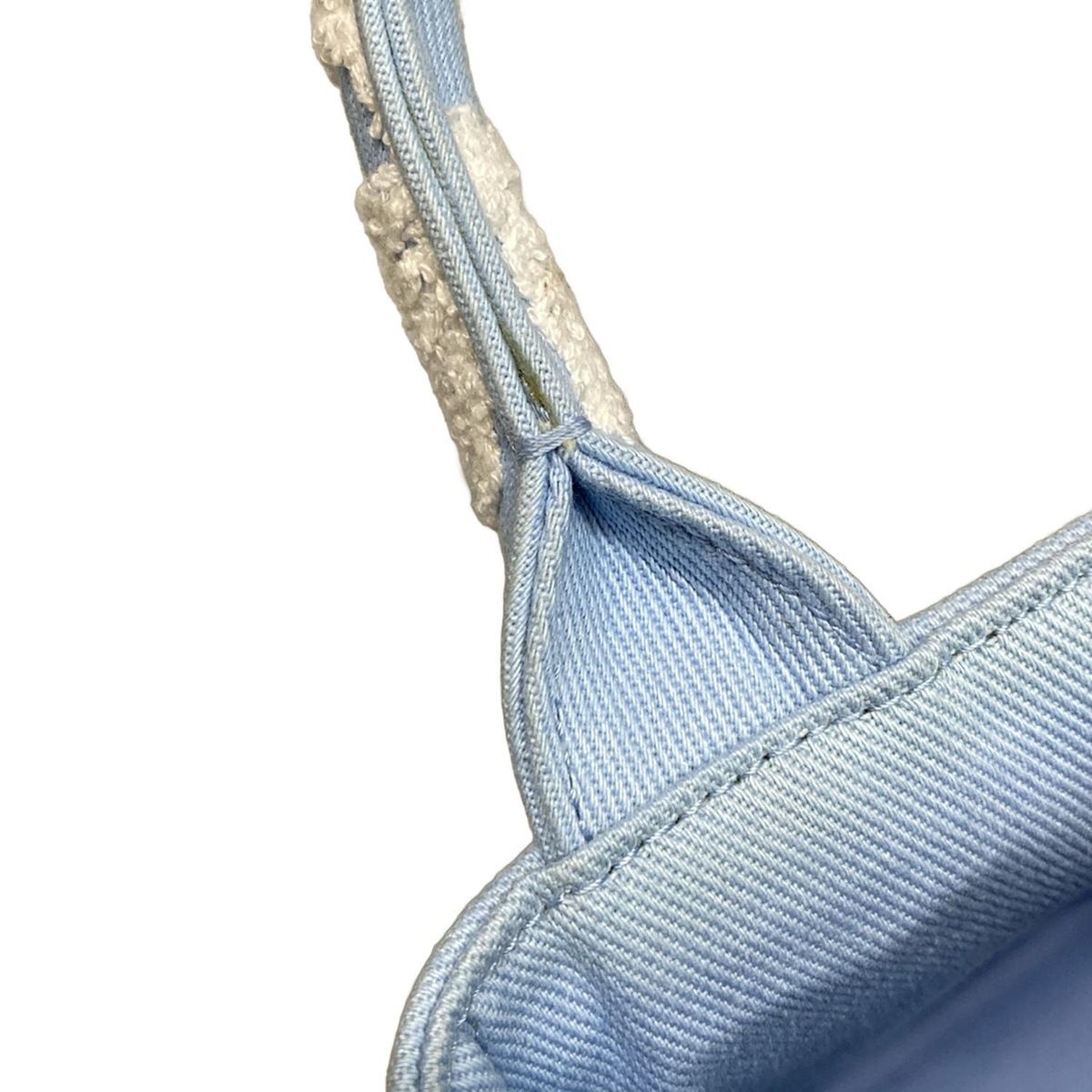 Prada Tote Bag Drill 1ba343 Light Blue X White Flower