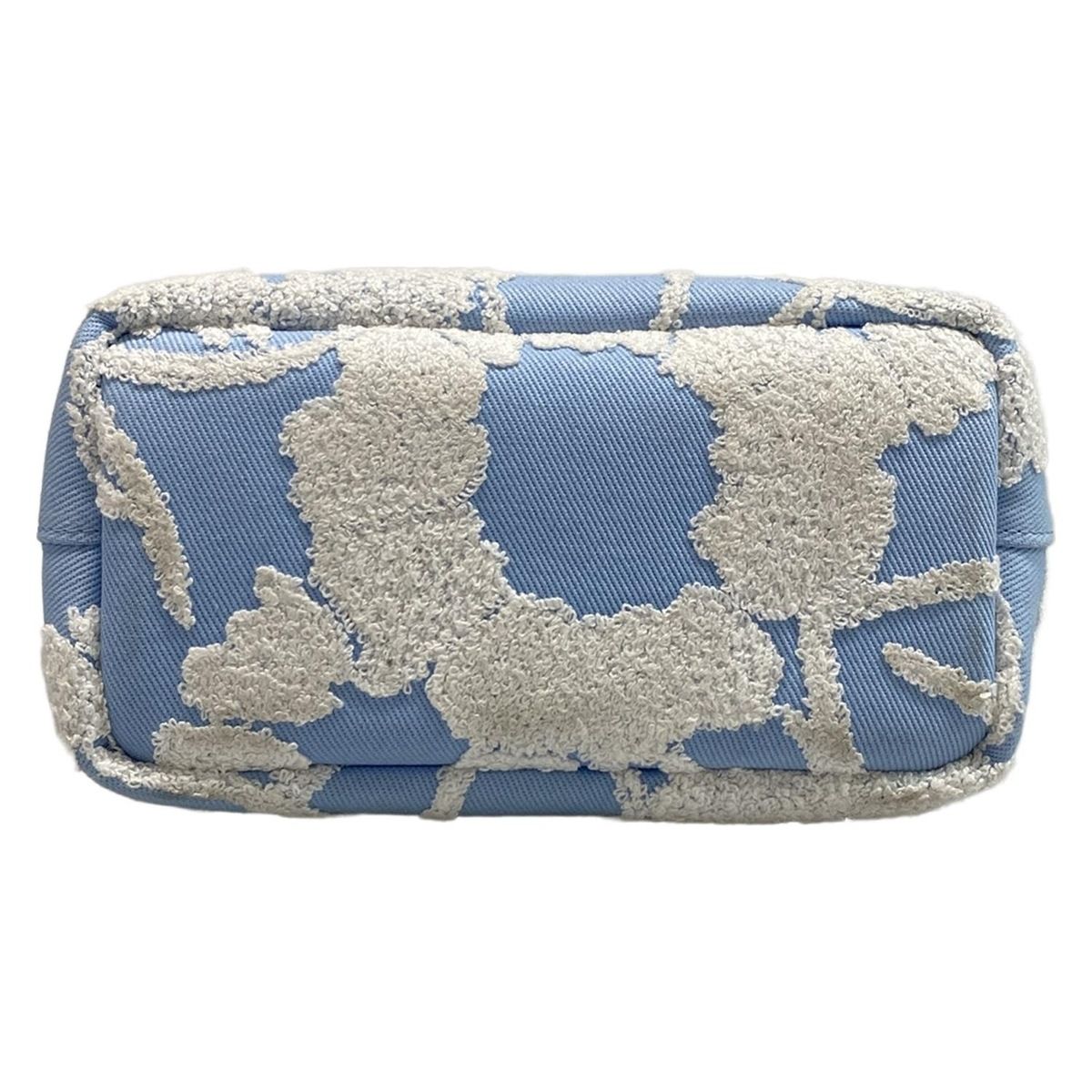 Prada Tote Bag Drill 1ba343 Light Blue X White Flower