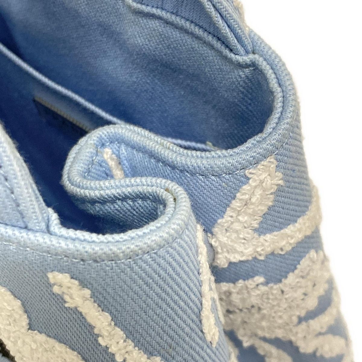 Prada Tote Bag Drill 1ba343 Light Blue X White Flower