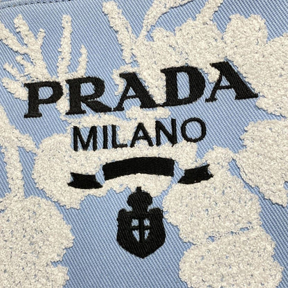 Prada Tote Bag Drill 1ba343 Light Blue X White Flower