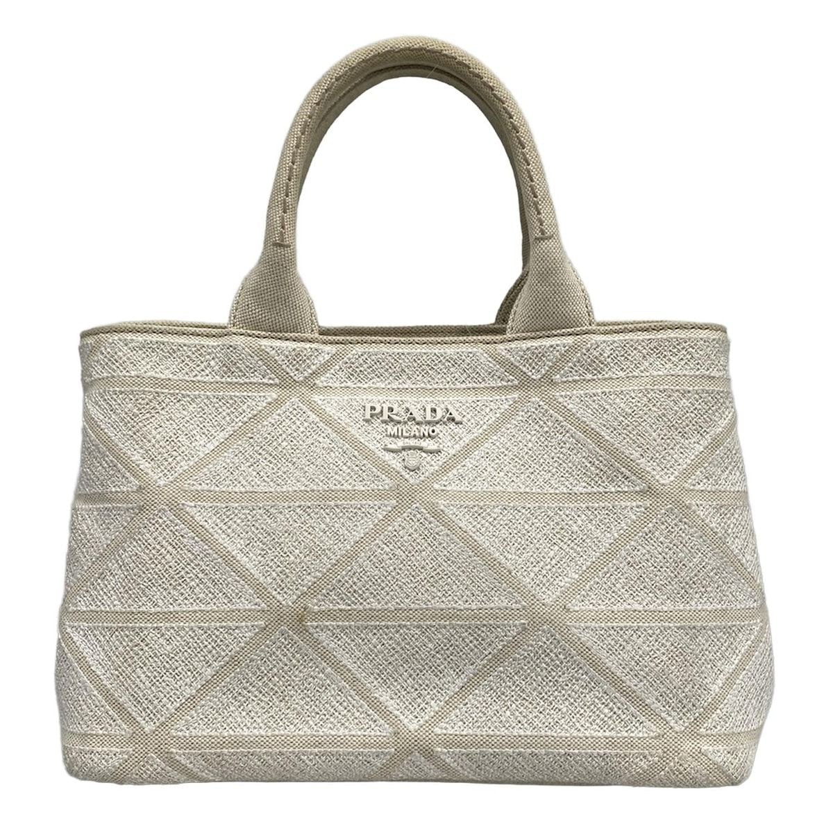 Prada Tote Bag Canapa 1bg439 White X Ivory
