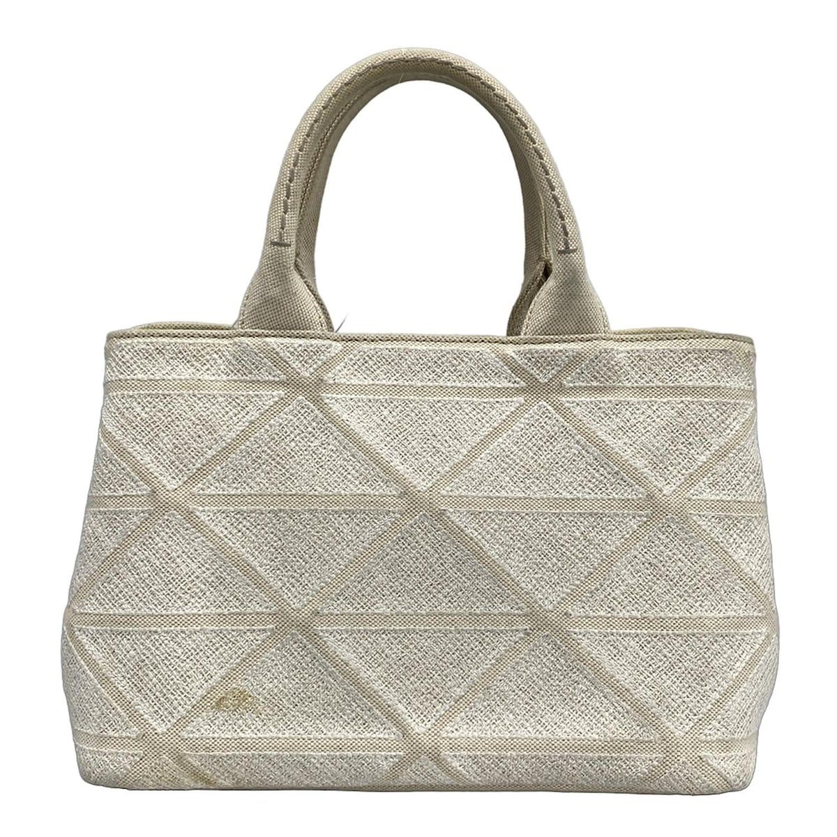 Prada Tote Bag Canapa 1bg439 White X Ivory