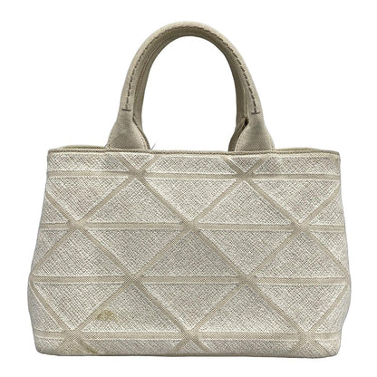 Prada Tote Bag Canapa 1bg439 White X Ivory
