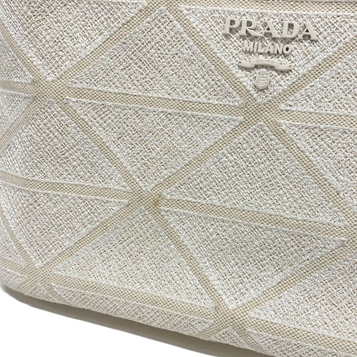 Prada Tote Bag Canapa 1bg439 White X Ivory