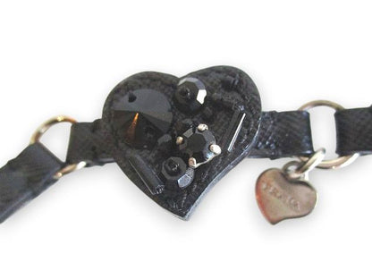 Prada Bracelet Belt with Bijoux Heart Motif Blackish Black
