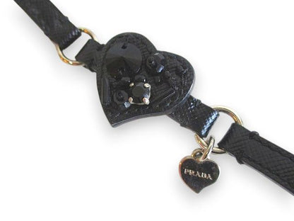 Prada Bracelet Belt with Bijoux Heart Motif Blackish Black