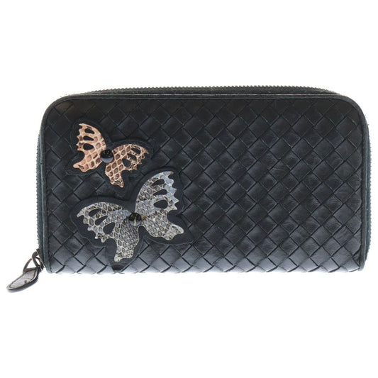 Bottega Veneta Intrecciato Butterfly Motif Round Zipper Long Wallet Long Wallet