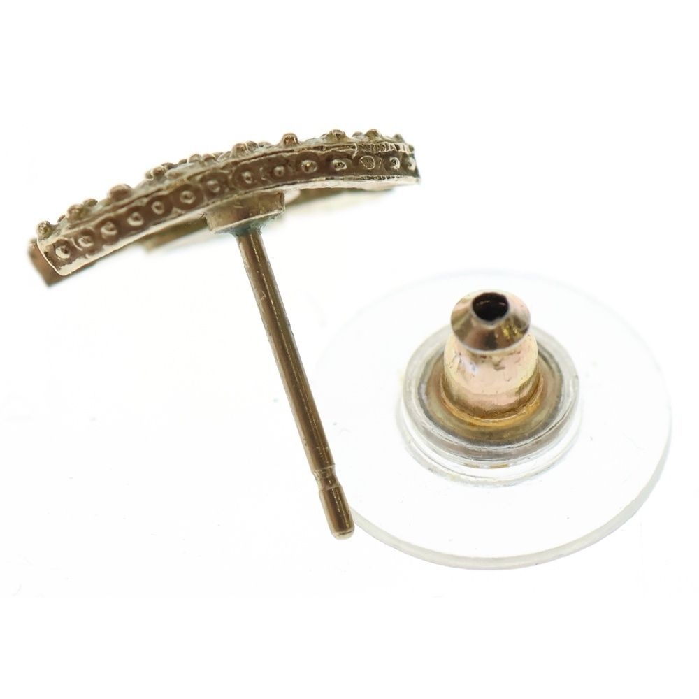 Chanel Earrings Coco Mark Gold Rhinestone X GP