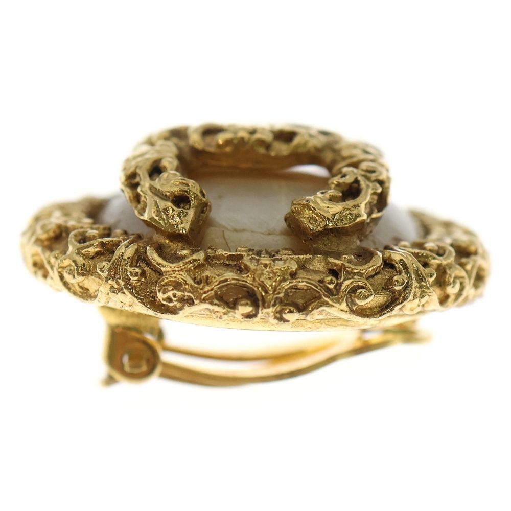 Chanel Earring Coco Mark Gold Fake Pearl X GP