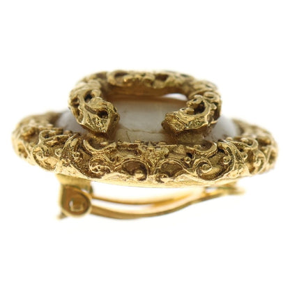 Chanel Earring Coco Mark Gold Fake Pearl X GP