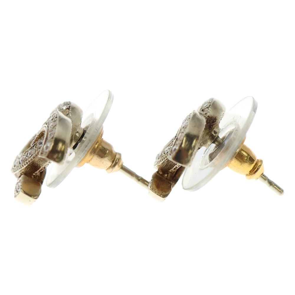 Chanel Cocomark Rhinestone Earrings Gold