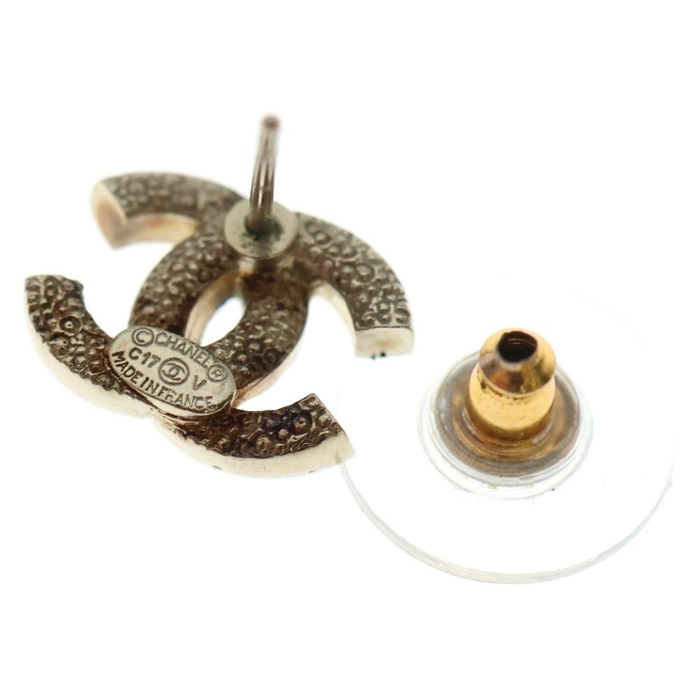 Chanel Cocomark Rhinestone Earrings Gold