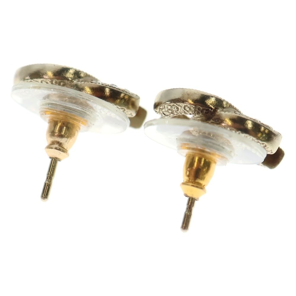 Chanel Cocomark Rhinestone Earrings Gold