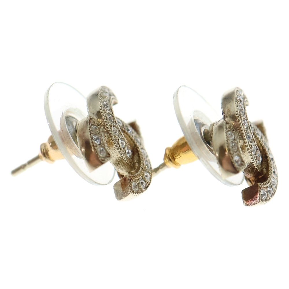 Chanel Cocomark Rhinestone Earrings Gold