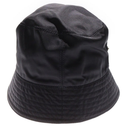 Prada Re-Nylon Triangle Logo Plate Bucket Hat Hat Black 2hc137 2dmi
