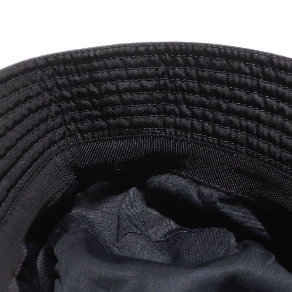 Prada Re-Nylon Triangle Logo Plate Bucket Hat Hat Black 2hc137 2dmi