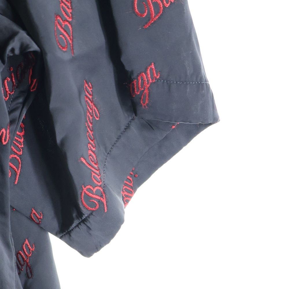 Balenciaga Logo All Over Pattern Rayon Short Sleeve Shirt 658841 Tkd5 Black