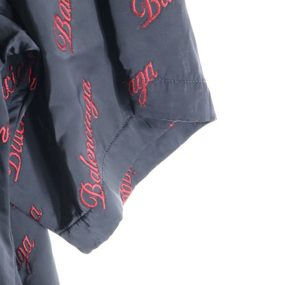 Balenciaga Logo All Over Pattern Rayon Short Sleeve Shirt 658841 Tkd5 Black