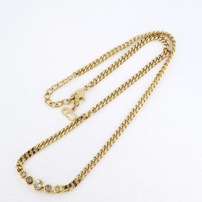 Christian Dior Necklace GP Plated Rhinestone Gold Ladies