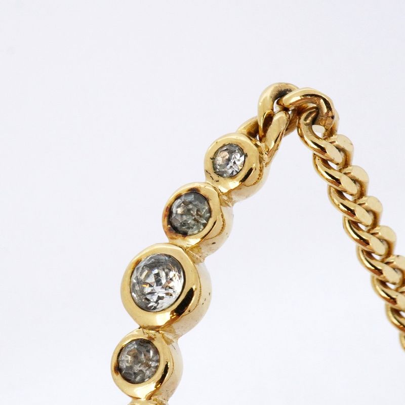Christian Dior Necklace GP Plated Rhinestone Gold Ladies