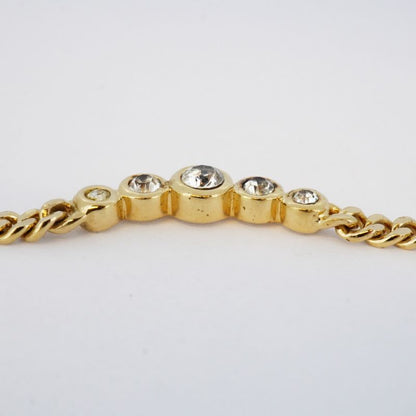 Christian Dior Necklace GP Plated Rhinestone Gold Ladies