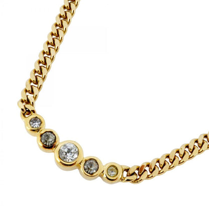Christian Dior Necklace GP Plated Rhinestone Gold Ladies