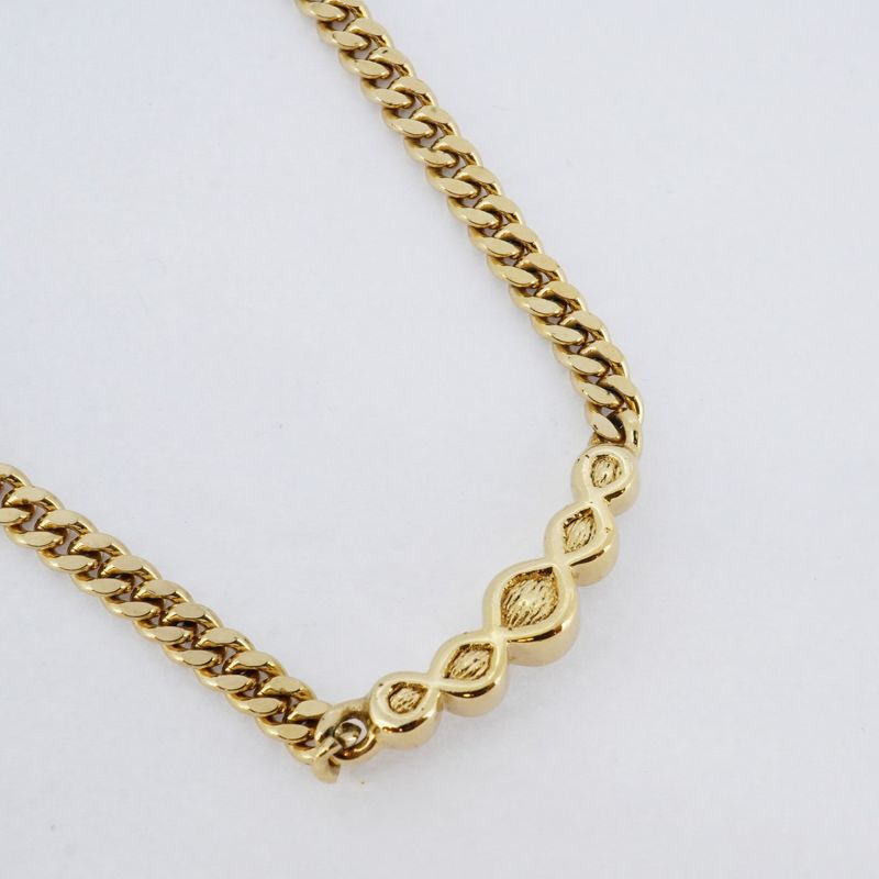 Christian Dior Necklace GP Plated Rhinestone Gold Ladies