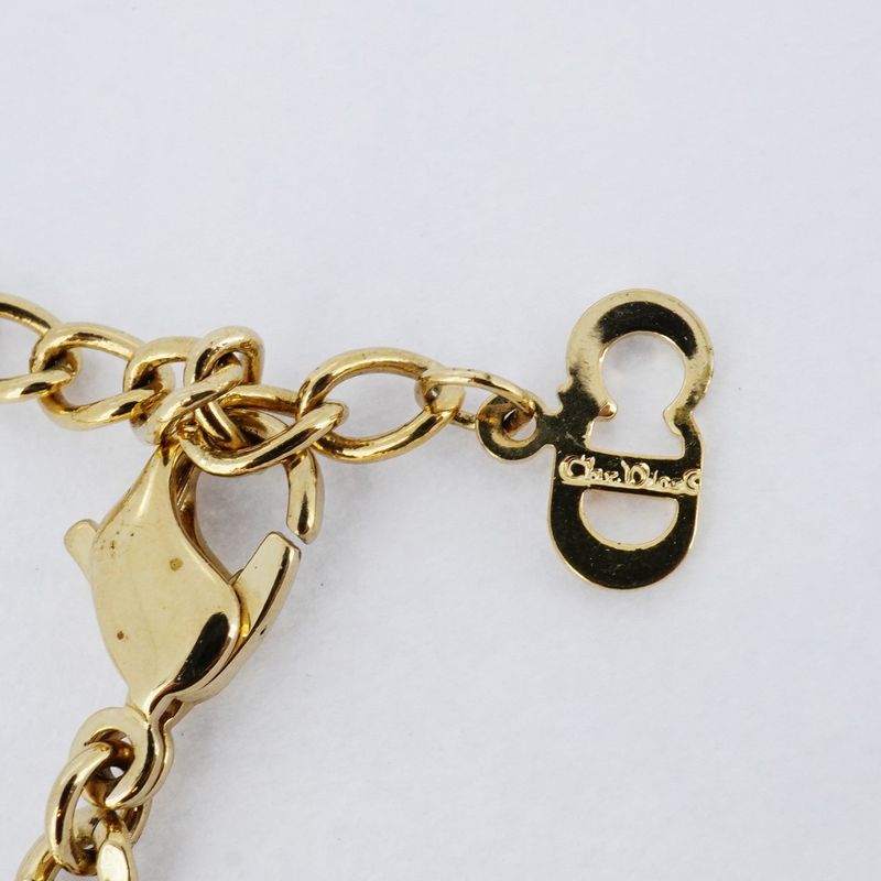 Christian Dior Necklace GP Plated Rhinestone Gold Ladies