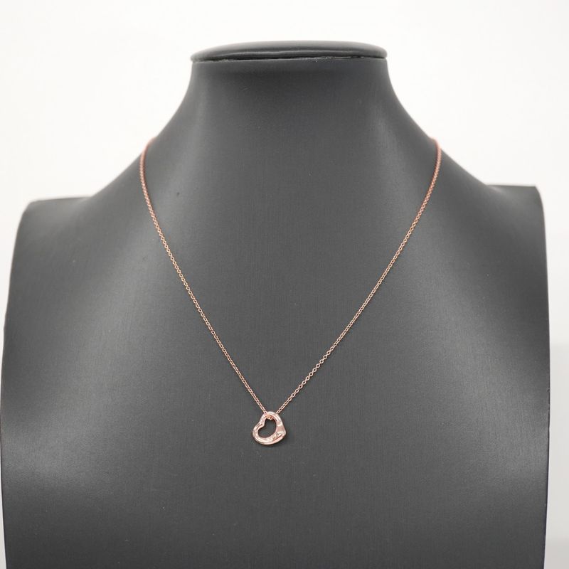 Tiffany & Co Necklace Open Heart 3PD 18K Pink Gold Pink Gold With Diamonds