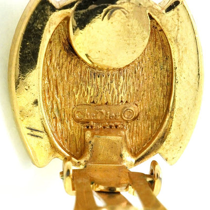 Christian Dior Earrings GP Plated Faux Pearl Rhinestone Gold Ladies