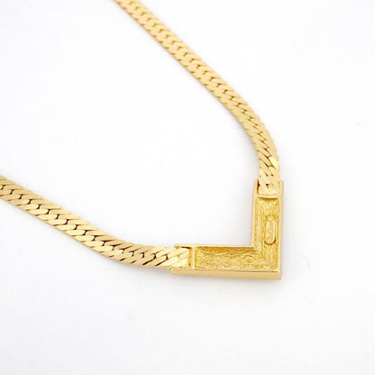 Christian Dior Necklace GP Plated Rhinestone Gold Black Cles Deuce