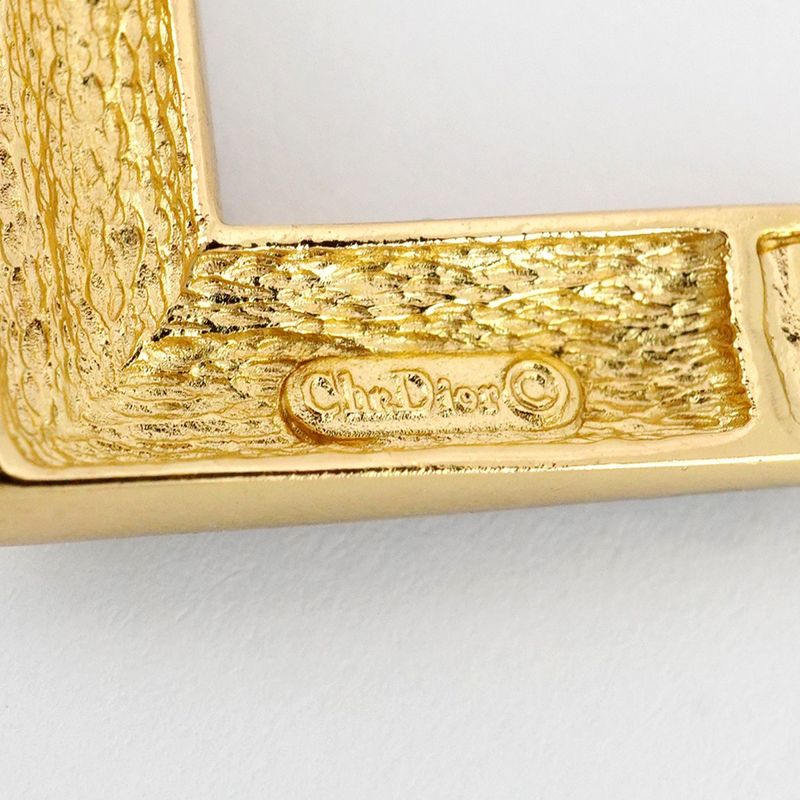 Christian Dior Necklace GP Plated Rhinestone Gold Black Cles Deuce