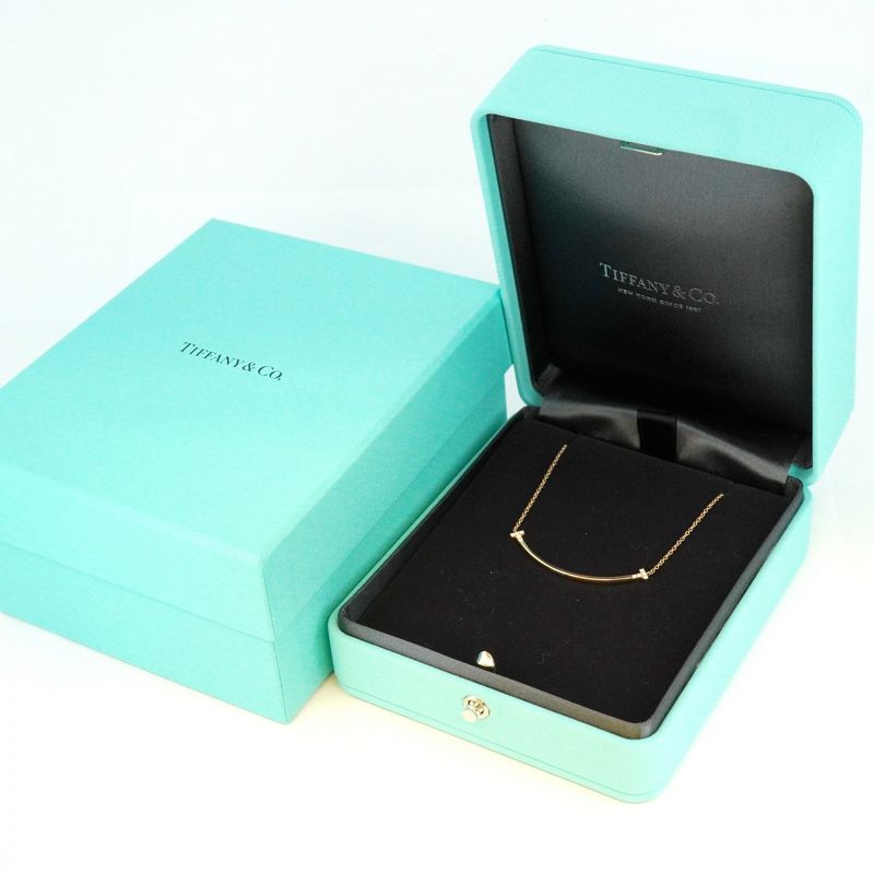 Tiffany & Co Necklace T-smile Small 18K Pink Gold Pink Gold With Diamonds Ladies