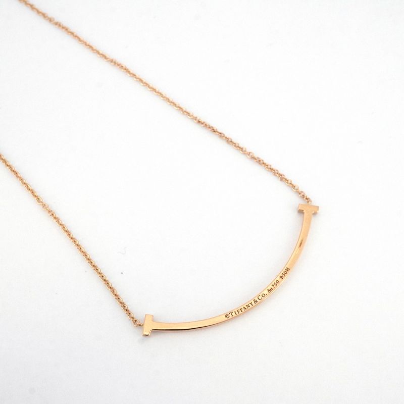 Tiffany & Co Necklace T-smile Small 18K Pink Gold Pink Gold With Diamonds Ladies