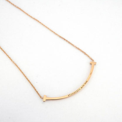 Tiffany & Co Necklace T-smile Small 18K Pink Gold Pink Gold With Diamonds Ladies