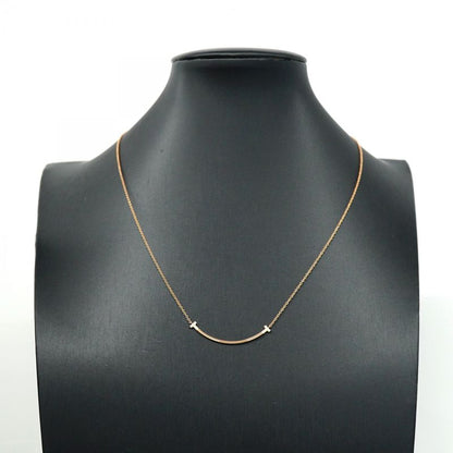 Tiffany & Co Necklace T-smile Small 18K Pink Gold Pink Gold With Diamonds Ladies